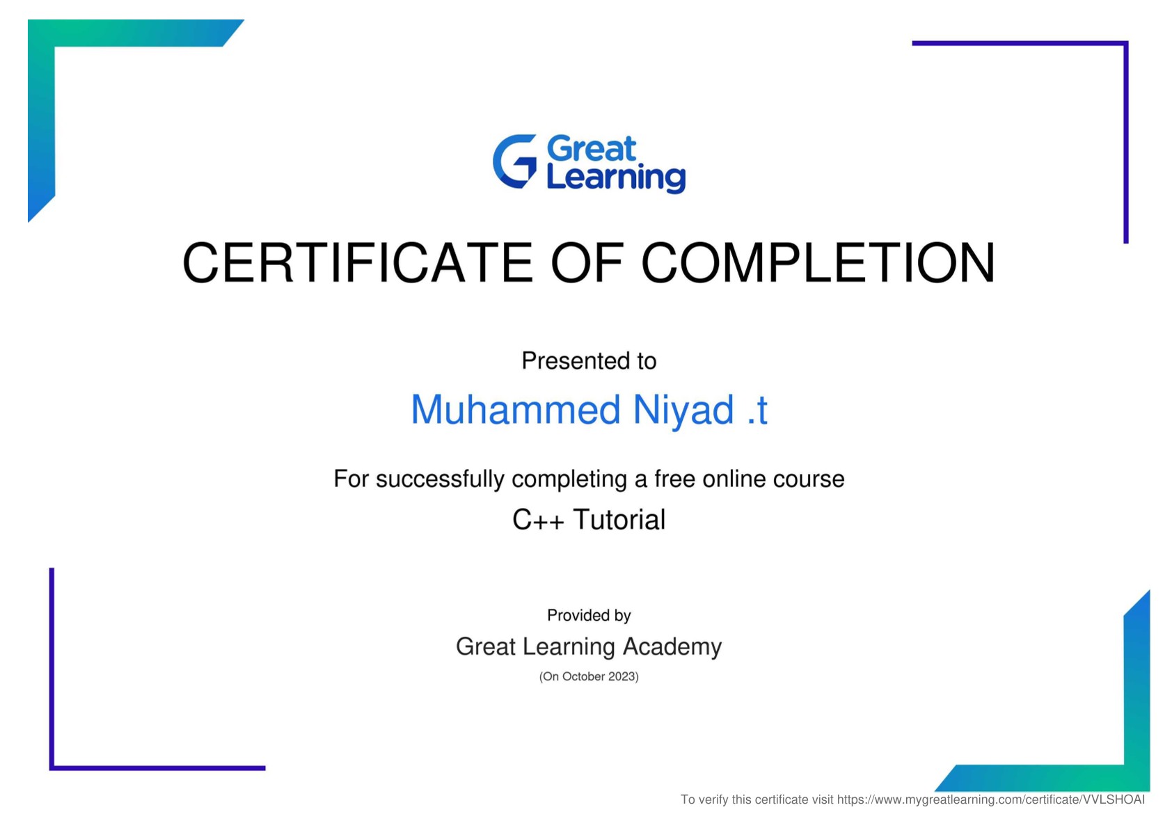 certificate of achievement
